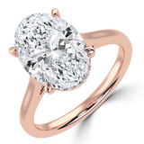 Oval Lab Created Diamond Cathedral Hidden Halo Solitaire with Accents Engagement Ring in Rose Gold & White Gold (MVSLG1705-R)