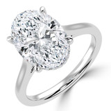 Oval Lab Created Diamond Cathedral Hidden Halo Solitaire with Accents Engagement Ring in White Gold (MVSLG1705-W)