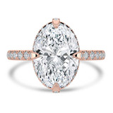Oval Lab Created Diamond Compass Set Hidden Halo Solitaire with Accents Engagement Ring in Rose Gold with Open Bridge (MVSLG1706-R)