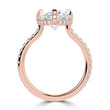 Oval Lab Created Diamond Compass Set Hidden Halo Solitaire with Accents Engagement Ring in Rose Gold with Open Bridge (MVSLG1706-R)