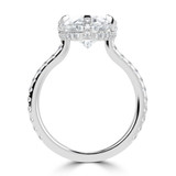 Oval Lab Created Diamond Compass Set Hidden Halo Solitaire with Accents Engagement Ring in White Gold with Open Bridge (MVSLG1706-W)