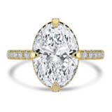 Oval Lab Created Diamond Compass Set Hidden Halo Solitaire with Accents Engagement Ring in Yellow Gold with Open Bridge (MVSLG1706-Y)