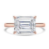 Emerald Lab Created Diamond East-west Set Hidden Halo Solitaire with Accents Engagement Ring in Rose Gold (MVSLG1707-R)