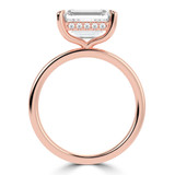 Emerald Lab Created Diamond East-west Set Hidden Halo Solitaire with Accents Engagement Ring in Rose Gold (MVSLG1707-R)