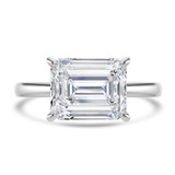 Emerald Lab Created Diamond East-west Set Hidden Halo Solitaire with Accents Engagement Ring in White Gold (MVSLG1707-W)