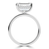 Emerald Lab Created Diamond East-west Set Hidden Halo Solitaire with Accents Engagement Ring in White Gold (MVSLG1707-W)