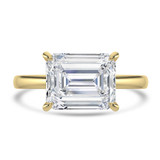 Emerald Lab Created Diamond East-west Set Hidden Halo Solitaire with Accents Engagement Ring in Yellow Gold (MVSLG1707-Y)