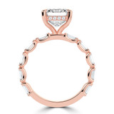 Emerald Lab Created Diamond Hidden Halo Solitaire with Accents Engagement Ring in Rose Gold with U-Prong Set Baguette Accents (MVSLG1708-R)