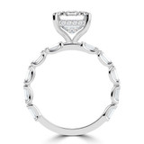 Emerald Lab Created Diamond Hidden Halo Solitaire with Accents Engagement Ring in White Gold with U-Prong Set Baguette Accents (MVSLG1708-W)