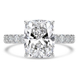 Cushion Lab Created Diamond Hidden Halo Solitaire with Accents Engagement Ring in White Gold with U-Prong Set Accents (MVSLG1709-W)