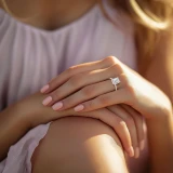 Emerald Lab Created Diamond Hidden Halo Solitaire with Accents Engagement Ring in Rose Gold (MVSLG1711-R)