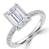 Emerald Lab Created Diamond Hidden Halo Solitaire with Accents Engagement Ring in White Gold (MVSLG1711-W)