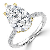 Pear Lab Created Diamond Hidden Halo Solitaire with Accents Engagement Ring in Rose Gold & White Gold  (MVSLG1712-R)