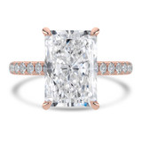Radiant Lab Created Diamond Cathedral Hidden Halo Solitaire with Accents Engagement Ring in Rose Gold (MVSLG1714-R)