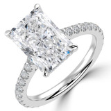 Radiant Lab Created Diamond Cathedral Hidden Halo Solitaire with Accents Engagement Ring in White Gold (MVSLG1714-W)