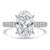 Oval Lab Created Diamond Three-row Pave Hidden Halo Solitaire with Accents Engagement Ring in White Gold (MVSLG1716-W)