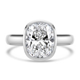 Cushion Lab Created Diamond Vintage Bezel Set Solitaire Engagement Ring in White Gold (MVSLG1717-W)