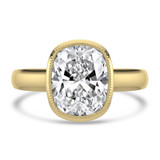 Cushion Lab Created Diamond Vintage Bezel Set Solitaire Engagement Ring in Yellow Gold (MVSLG1717-Y)