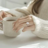 Pear Lab Created Diamond Solitaire with Accents Engagement Ring in White Gold (MVSLG1719-W)