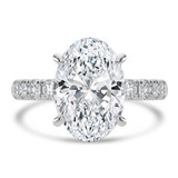 Oval Lab Created Diamond Solitaire with Accents Engagement Ring in White Gold (MVSLG1720-W)