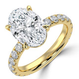 Oval Lab Created Diamond Solitaire with Accents Engagement Ring in Yellow Gold (MVSLG1720-Y)