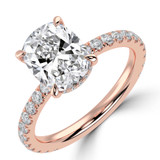 Cushion Lab Created Diamond Solitaire with Accents Engagement Ring in Rose Gold (MVSLG1721-R)