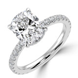 Cushion Lab Created Diamond Solitaire with Accents Engagement Ring in White Gold (MVSLG1721-W)