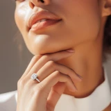 Cushion Lab Created Diamond Solitaire with Accents Engagement Ring in White Gold (MVSLG1721-W)