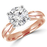 Round Diamond Tapered Shank Solitaire Engagement Ring in Rose Gold (MVS0005-R)