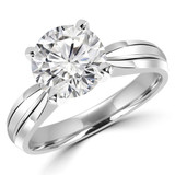 Round Diamond Tapered Shank Solitaire Engagement Ring in White Gold (MVS0005-W)