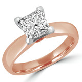Princess Diamond Tapered Cathedral Solitaire Engagement Ring in Rose Gold (MVS0012-R)