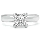 Princess Diamond Tapered Cathedral Solitaire Engagement Ring in White Gold (MVS0012-W)