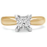 Princess Diamond Tapered Cathedral Solitaire Engagement Ring in Yellow Gold (MVS0012-Y)