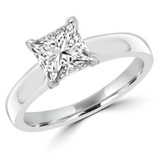 Princess Diamond Pinched Cathedral Solitaire Engagement Ring in White Gold (MVS0015-W)