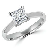Princess Diamond Tapered Cathedral Solitaire Engagement Ring in White Gold (MVS0018-W)