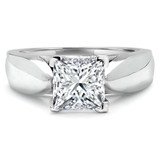 Princess Diamond Pinched Cathedral Solitaire Engagement Ring in White Gold (MVS0020-W)
