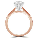 Round Diamond Pinched Cathedral Solitaire Engagement Ring in Rose Gold (MVS0025-R)