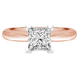 Princess Diamond Pinched Cathedral V-Prong Solitaire Engagement Ring in Rose Gold (MVS0027-R)