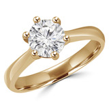 Round Diamond Tapered Cathedral 6-Prong Solitaire Engagement Ring in Yellow Gold (MVS0043-Y)