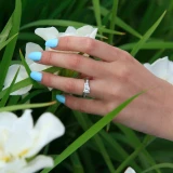 Princess Diamond Cathedral V-Prong Solitaire with Accents Engagement Ring in White Gold with Channel Set Accents (MVS0048-W)