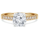 Round Diamond 6-Prong Solitaire with Accents Engagement Ring in Yellow Gold (MVS0053-Y)