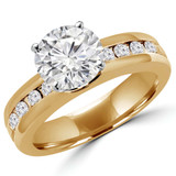Round Diamond Solitaire with Accents Engagement Ring in Yellow Gold with Channel Set Accents (MVS0060-Y)