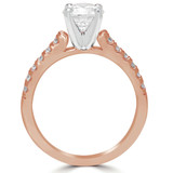 Round Diamond Cathedral Solitaire with Accents Engagement Ring in Rose Gold (MVS0064-R)