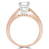 Round Diamond Cathedral Solitaire with Accents Engagement Ring in Rose Gold with Channel Set Accents (MVS0068-R)