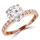 Round Diamond Solitaire with Accents Engagement Ring in Rose Gold (MVS0077-R)