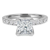 Princess Diamond Solitaire with Accents Engagement Ring in White Gold (MVS0078-W)