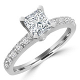 Princess Diamond Solitaire with Accents Engagement Ring in Yellow Gold (MVS0078-Y)