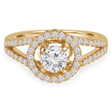 Round Diamond Split-Shank Round Halo Engagement Ring in Yellow Gold (MVS0088-Y)
