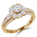 Round Diamond Round Halo Engagement Ring in Yellow Gold (MVS0104-Y)