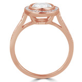 Round Diamond Cathedral Bezel Set Round Halo Engagement Ring in Rose Gold (MVS0125-R)